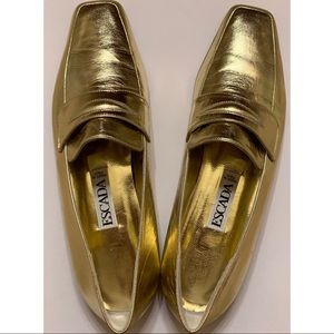 Escada Metallic Gold Flats